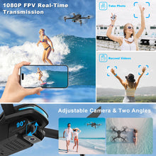 Load image into Gallery viewer, Drone with Camera 1080P HD FPV Foldable Drone for Beginners and Kids, Quadcopter with Voice Gesture Control with Carrying Case
