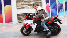 Load image into Gallery viewer, Ride on Motorcycle, 12V Kids Electric Motorcycle, Battery Operated Kids Vehicles with Hand Racing/Foot Brake/Light Wheel (RED)
