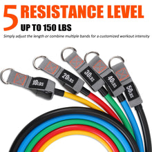 Load image into Gallery viewer, Resistance Bands with Handles for Working Out Women and Men, Exercise Bands  (5pcs TPE Set - 150 lbs)
