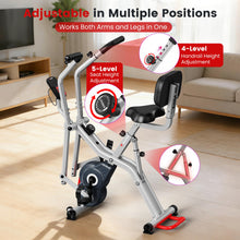 Load image into Gallery viewer, Foldable Exercise Bike with Elliptical Mode, 8-Level Magnetic Resistance Stationary Bike -Grey Red

