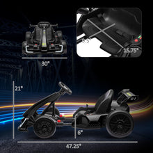 Load image into Gallery viewer, 24V 7.5 MPH Electric Go Kart with Adjustable Seat, Drifting Car Battery Powered Ride on Toy Outdoor for 6-12 Years Old, Black

