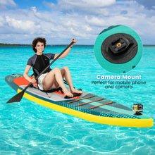 Load image into Gallery viewer, GYMAX Paddle Board, Inflatable SUP with Kayak Seat, Camera Mount, Direction Fin Paddle &amp; Carry Backpack, Extra Wide Below Up Stand Up Paddle Boards for Adults &amp; Youth Floating Fishing Water Exploring
