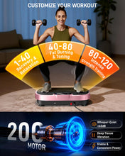 Load image into Gallery viewer, Vibration Plate Exercise Machine for Weight Loss and Lymphatic Drainage - 330lb Vibrating Platform for Home Gym Workout, Full Body Shaker Pilates Equipment with 2 Bands for Women and Men - Pink
