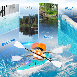 Remote Control Boat for Kids 6-12: Rc Speedboat Toy with Led Lights - Smart Water Sensor Auto On/Off, Dual Modes 2.4ghz Remote Boat，Blue