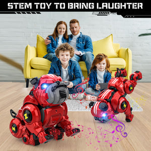 Robot Dog for Kids, Remote Control Robot Rechargeable Programing Stunt Robo Dog with Sing, Dance, Touch Function, Red