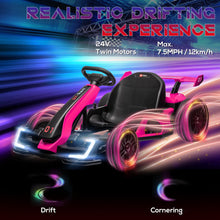 Load image into Gallery viewer, 24V 7.5 MPH Electric Go Kart with Adjustable Seat, Drifting Car Battery Powered Ride for 6-12 Years Old, Pink
