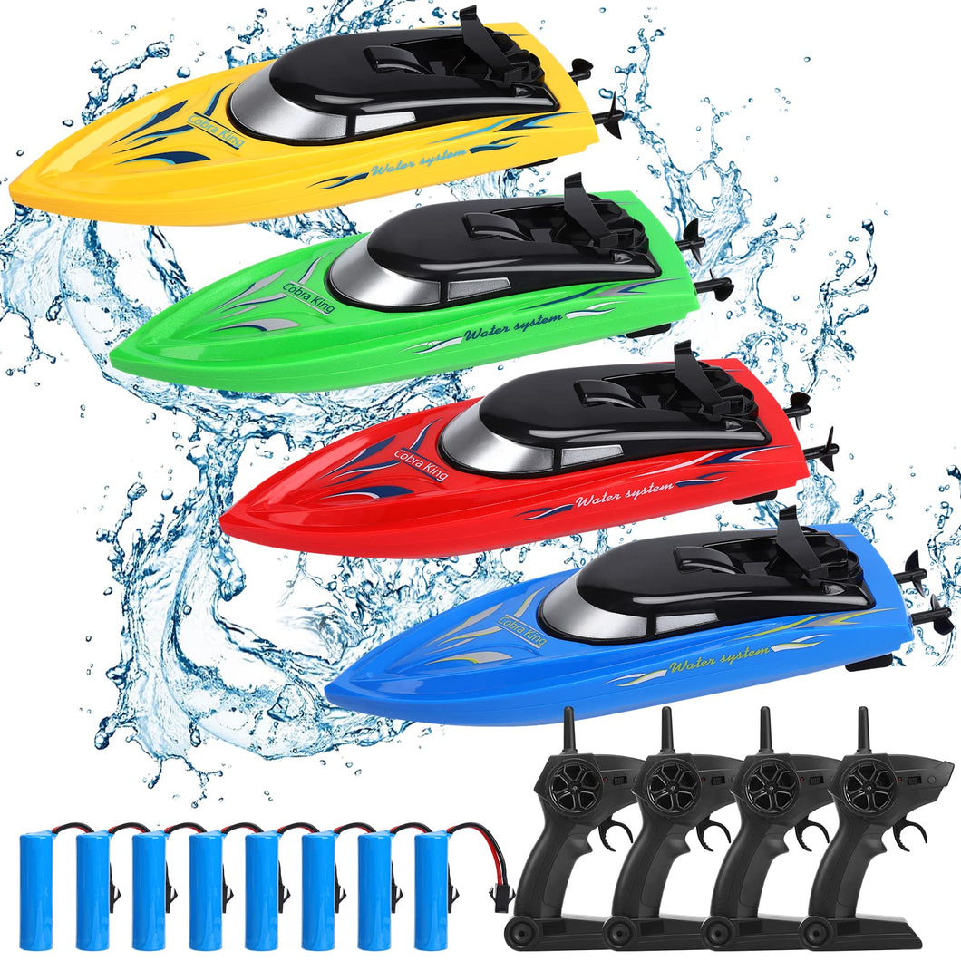 4PACK RC Boat, Remote Control Boats for Kids and Adults,10km/H 2.4G High Speed Remote Control Boat, Fast RC Boats