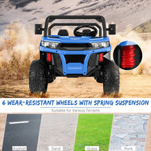 Load image into Gallery viewer, Two Seater Ride on Cars for Kids, 6x6 24V Kids UTV with Dump Bed &amp; Shovel, 6 EVA Tires, Spring Suspension, LED Light, Music, Blue
