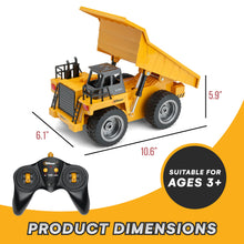 Load image into Gallery viewer, Top Race RC Remote Control Dump Truck Toy | 11&quot; x 5.7&quot; | Alloy Metal and Plastic 4WD with Heavy Rubber Tires - 2.4Ghz

