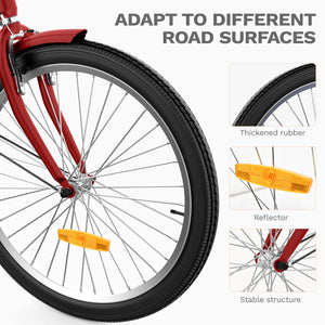 24 26 Inch Adult Tricycle, Single Speed 7-Speed 3-Wheel Bike for Adults, Trike for Women Men with Detachable Front and Rear Baskets