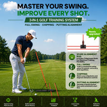 Load image into Gallery viewer, HRUIYL Golf Alignment Sticks Holder – Golf Swing Plane Trainer with 3 Alignment Sticks, Heavy Duty Metal Base Plate, Adjustable Golf Swing Training Aid for Swing Path, Posture &amp; Alignment

