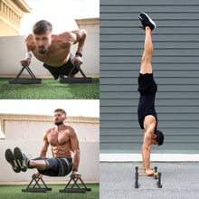 Load image into Gallery viewer, BESTWEI Wood Triangle Push Up Bars for Floor, Strength Training Pushup Stands Parallettes Bars for Home Calisthenics, Fitness, Floor Workouts Solid Wood with Sturdy Metal Bracket, Support 500 lbs
