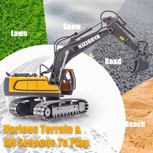 Load image into Gallery viewer, Remote Control Excavator, Toys for Boys Age 6-12, Rechargeable 11 CH RC Construction Vehicles Truck with Sound Light
