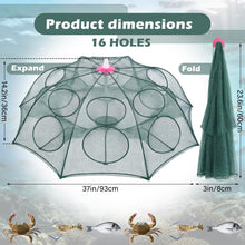 Load image into Gallery viewer, Maasechs 2 Pack Crawfish Traps 8-Sided 16-Entrance Fishing Net Foldable Fishing Bait Trap Cast Net Cage with Pull Rope, Bait Bag &amp; Floating Ring for Catching Minnow Fish Crayfish Shrimp Crab Lobster
