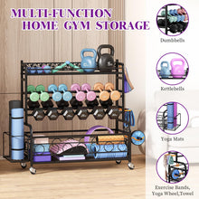 Load image into Gallery viewer, XXL-Dumbbell Rack Weight Rack for Dumbbells, VOPEAK Home Gym with Wheels
