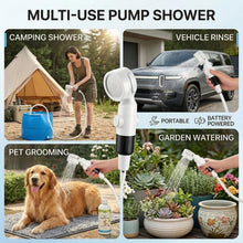 Load image into Gallery viewer, Cprnru Portable Shower for Camping, Rechargeable Camping Shower Pump with 3 Spray Modes, Outdoor Shower Kit with Suction Mount &amp; Mesh Bag for Travel, Pet Bath, RV Car Wash, Backyard Watering
