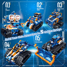 Load image into Gallery viewer, 5in1 STEM Robot Building Kit, 560 PCS APP/Remote Control Mech RC Robotics for Kids Ages 8-12, Science Kit Coding Robots
