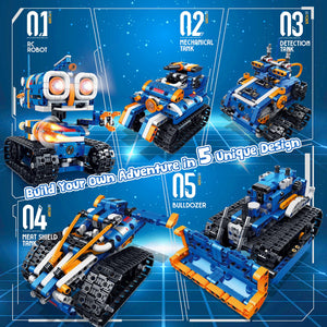 5in1 STEM Robot Building Kit, 560 PCS APP/Remote Control Mech RC Robotics for Kids Ages 8-12, Science Kit Coding Robots