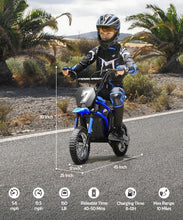 Load image into Gallery viewer, Electric Dirt Bike, 24V Ride on Toys for Big Kids, 350W Kids Motorcycle with Music &amp; Bluetooth, 15.5 mph &amp; 150lb Max-Blue
