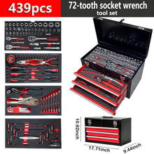 Load image into Gallery viewer, 439 Pieces Mechanic Tool Set with 3-Drawer Metal Tool Box, Complete Socket Wrench Screwdriver Pliers Kit, Heavy Duty Steel Storage Chest for Auto Repair, Household and Garage DIY Projects
