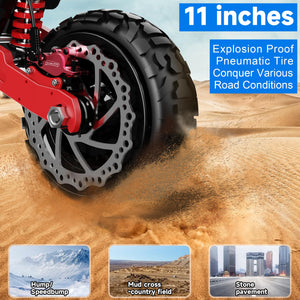 Electric Scooter Adults 6000W Dual Motor Up to 55MPH, 60V38AH Battery Range to 70 Miles, 11" Tubeless Tires Off-Road E-Scooter