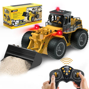 RC Bulldozer Toy Remote Control Bulldozer RC Construction Vehicles for Boys 1:18 Remote Control Tractor with Alloy Shovel Off-Road 4WD