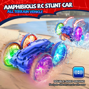 Amphibious Remote Control Car Boat, Spider Toys for Ages 6 7 8 9 10 11 12, 360° Gesture Sensing RC Vehicle, 4WD Waterproof Stunt Car