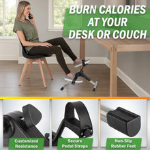 Load image into Gallery viewer, Under Desk Bike Pedal Exerciser with Calorie Tracker and Adjustable Resistance - Gray
