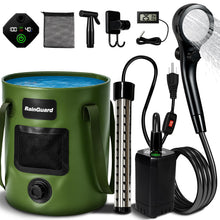 Load image into Gallery viewer, Motivekit™ Portable Camping Shower | 6.6 Gallons Foldable Bucket, 6000mAh Shower Pump, 6' 7" Shower Head, 1500W Immersion Heater, Summer Beach Outdoor Showering Hiking Pet Bath RV Car Wash Water Plant
