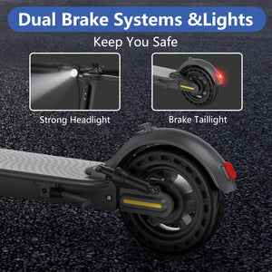 Electric Scooter Adults, 19MPH Top Speed, 19 Miles Range, 8.5" Solid Tires, Folding E-Scooter with Dual Braking Dual Suspension