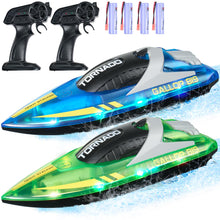 Load image into Gallery viewer, RC Boat for Kids, 2Pack Remote Control Boat for Pools &amp; Lakes, Racing Boat with LED Light &amp; 4 Rechargeable Batteries, Adults Boys &amp; Girls
