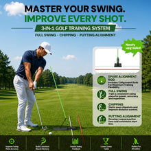 Load image into Gallery viewer, Golf Alignment Sticks Holder – Golf Swing Plane Trainer with 3 Alignment Sticks, Heavy Duty Metal Base Plate, Adjustable Golf Swing Training Aid for Swing Path, Ball Striking, Posture &amp; Alignment
