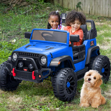 Load image into Gallery viewer, 2 Seater Ride on Toy Car for Kids, 24V 4WD Ride-on Truck Kids Electric Car with Remote Control, 4x200W Motors - Blue

