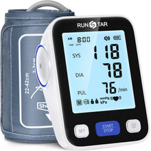 Load image into Gallery viewer, RunStar Upper Arm Blood Pressure Monitor with Wide Range Cuff (8.6'' -16.5'') for Home Use -Black

