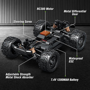 Rc Cars 1:18 All Terrain RC Car for Adults & Boys (18305), 4WD Off-Road RC Truck High Speed Fast 40+ KPH, 4X4 Waterproof