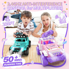 Load image into Gallery viewer, Pink Remote Control Car for Girls with Fog Mist &amp; Music, 1:16 RC Car with LED Lights for Kids, 2.4Ghz All Terrain SUV Truck
