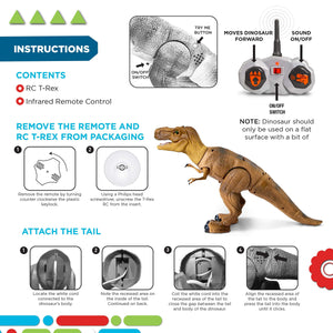 Remote Control RC T Rex Dinosaur Electronic Toy Action Figure Moving & Walking Robot w/Roaring Sounds & Chomping Mouth
