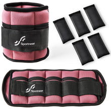 Load image into Gallery viewer, Sportneer Adjustable Ankle Weights Set - 1 Pair (2-10 lbs) Removable Sandbags -Peach Pink
