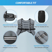 Load image into Gallery viewer, ZELUS Weighted Vest, 6lb/8lb/12lb/16lb/20lb/25lb/30lb Weight Vest with Reflective Stripe for Workout, Strength Training, Running, Fitness, Muscle Building, Weight Loss, Weightlifting, Grey(12lb)
