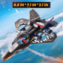 Load image into Gallery viewer, Drones for Kids | 2.4GHZ RC Plane, Remote Control Airplane, RC Helicopter, 360° Flip Fighter Jet Toy with Colorful LED Navigation Light Blue
