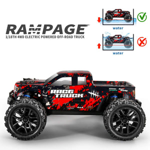 1:18 Scale All Terrain RC Car 36KM/H High Speed, 4WD Electric Vehicle,2.4 GHz Radio Controller, Included 2 Batteries (Red)