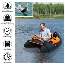 Load image into Gallery viewer, PEXMOR Inflatable Fishing Float Tube,350LBS Capacity, with Storage Pockets and Comfortable Padded Seat,Adjustable Shoulder Straps and Carry Bag, for River Lake Fishing,bass Fly Fishing,Blue
