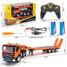 Load image into Gallery viewer, 1/24 Remote Control Semi Truck Toys, 9 Channel RC Semi Truck with Trailer, Construction Vehicle Toy with Sound and Light
