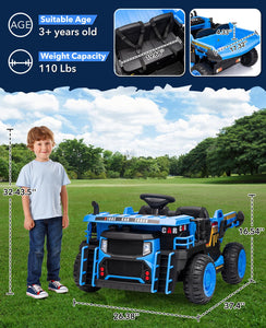 24V 2 Seater Ride on Dump Truck, Kids Electric Car with 4X55W Powerful Motor, Ride-On Construction Vehicle, Blue