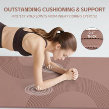 Load image into Gallery viewer, PAIDU Large Yoga Mat, 72" x 36" x 2/5"（10MM） Thick Non-Slip Exercise Mat, SGS-Certified POE Material, Ideal for Home Gym, Yoga, Pilates, Fitness Workouts &amp; Floor Mat (Brown - Double C)
