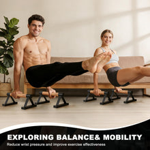 Load image into Gallery viewer, EVERYMATE Wood Push Up Bars Parallettes Bars with Rubber Feet, Anti-slip Handstand Bars for Calisthenics, Equipment for Home, Push Up Handles for Floor, Handstand Push Up Handles, Support 600 LB
