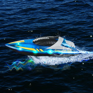 RC Boat for Kids, Remote Control Boat for Pools & Lakes, Racing Boat with LED Light & 2 Rechargeable Batteries, Whole Body Waterproof