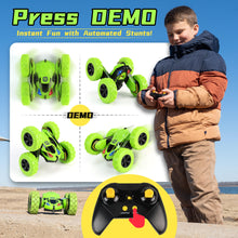 Load image into Gallery viewer, RC Stunt Cars Remote Control Car Double-Sided Driving 360-degree Flips Rotating Car Toy, Green
