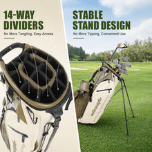 Load image into Gallery viewer, wosofe 14-Way Golf Stand Bag, Waterproof PU Leather Olive Green Vintage

