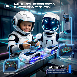 Futuristic Remote Control Car, Gesture Sensing Rc Stunt Car with Light Spray & Sound, 360° Rotate 2.4GHz RC Cars Toy (White)